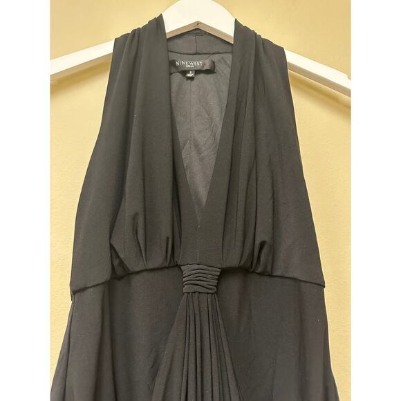 Nine West Black Origami V-Neck Ruched Sleeveless Workwear Cocktail Dress Size 2 - Picture 4 of 11